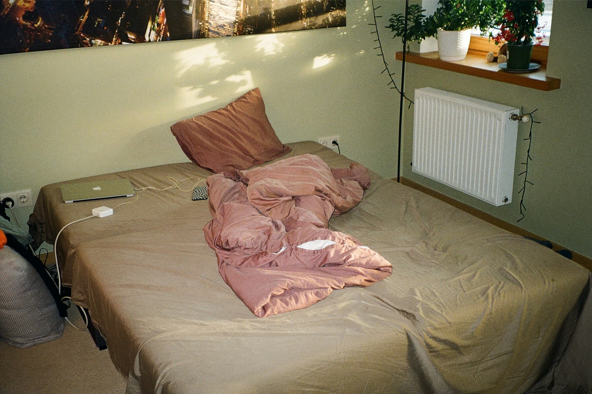 Occupied bedroom before and after AI virtual staging